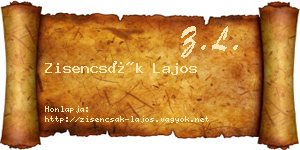 Zisencsák Lajos névjegykártya
